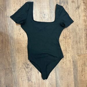 Sezane Black Ribbed Bodysuit